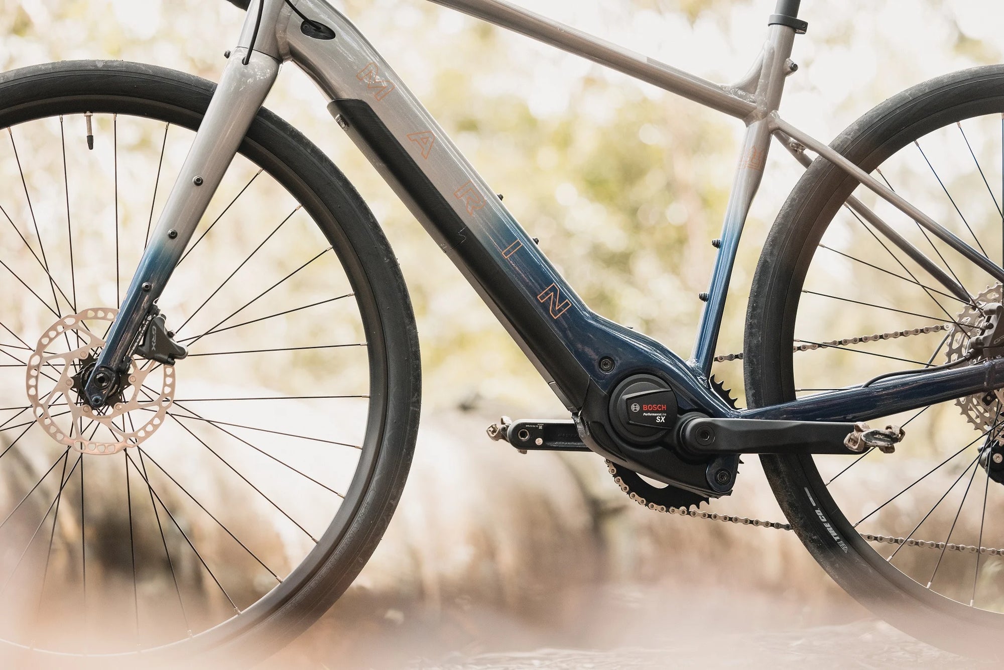 Marin Lombard E1 Electric Gravel Bike - Blue/Tan